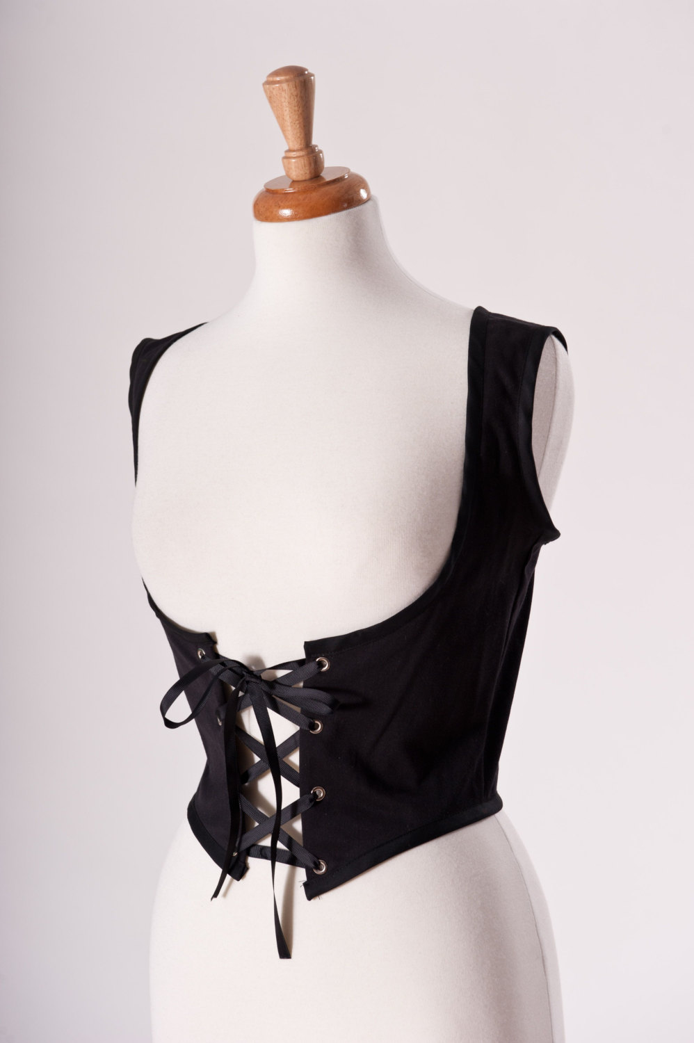 Black Lace Up Vest Steampunk Steam Punk Goth Renaissance Womens